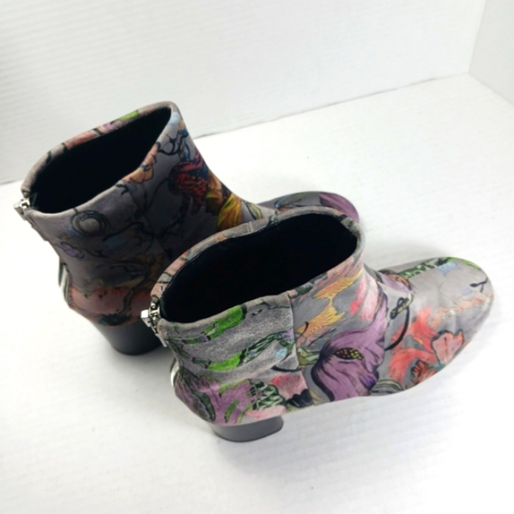 RAG & BONE Drea Floral Velvet Print Back Zip Block Heel Ankle Boots EUC Sz 36 - Picture 9 of 16